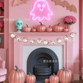 亚马逊新品粉色泡沫南瓜套装万圣节鬼娃娃木质婚礼感恩节装饰