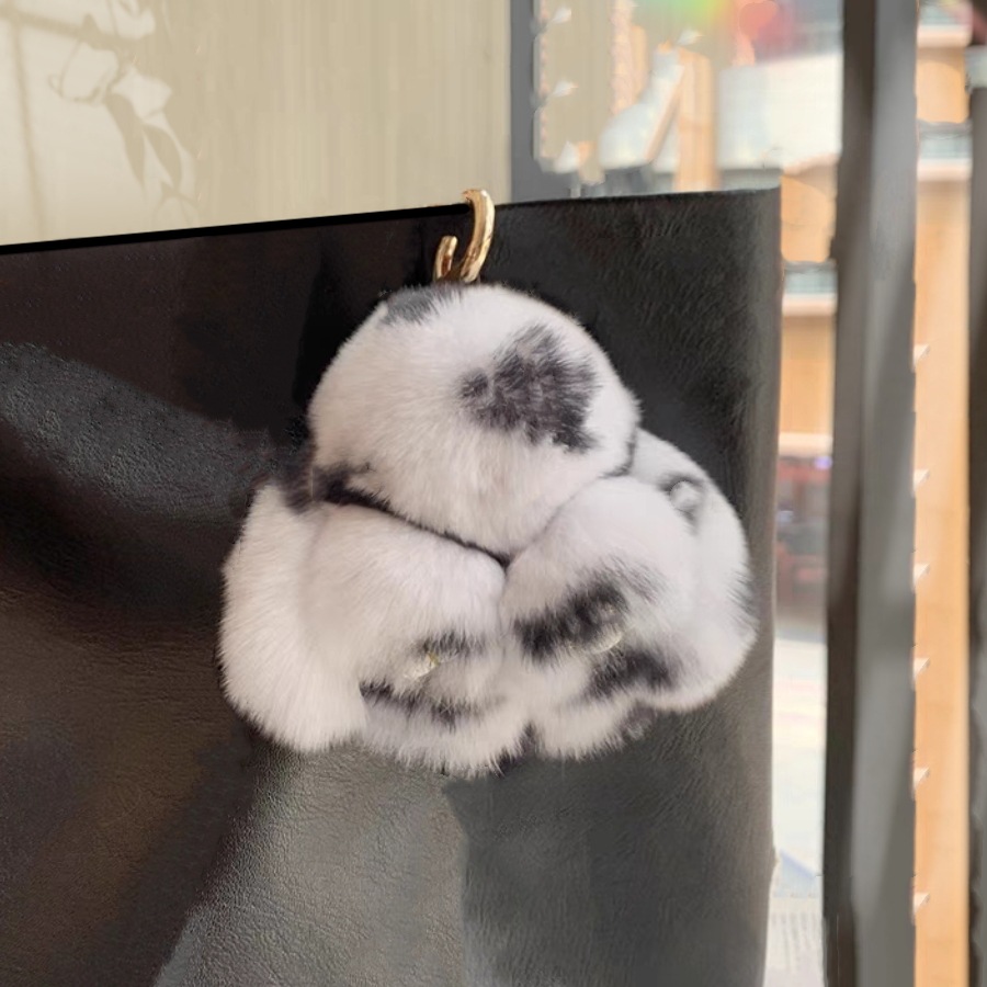 Rex conejo decoración de piel de conejo colgante de felpa bolsa de piel lindo mini leopardo conejo llavero Coche