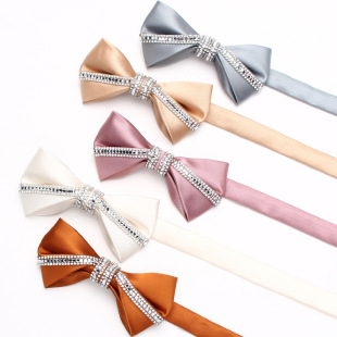 silver bow tie men's diamond bow tie fashion wedding groom best man Korean bow bow manufacturers wholesale