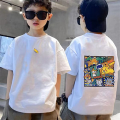 Children's Summer Pure Cotton Ultra-Soft Short-Sleeve T-Shirt with Pikachu Cute Print - New Trendy Top