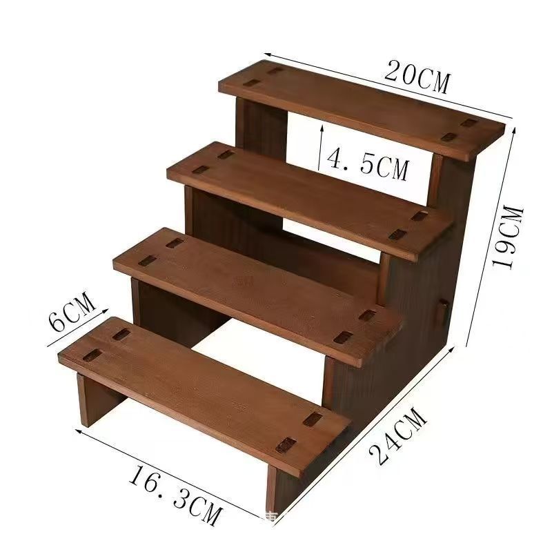 木製の収納棚の手作りのおもちゃの陳列棚のテーブルの置物の階層式の模型の展示台の実木の置き棚