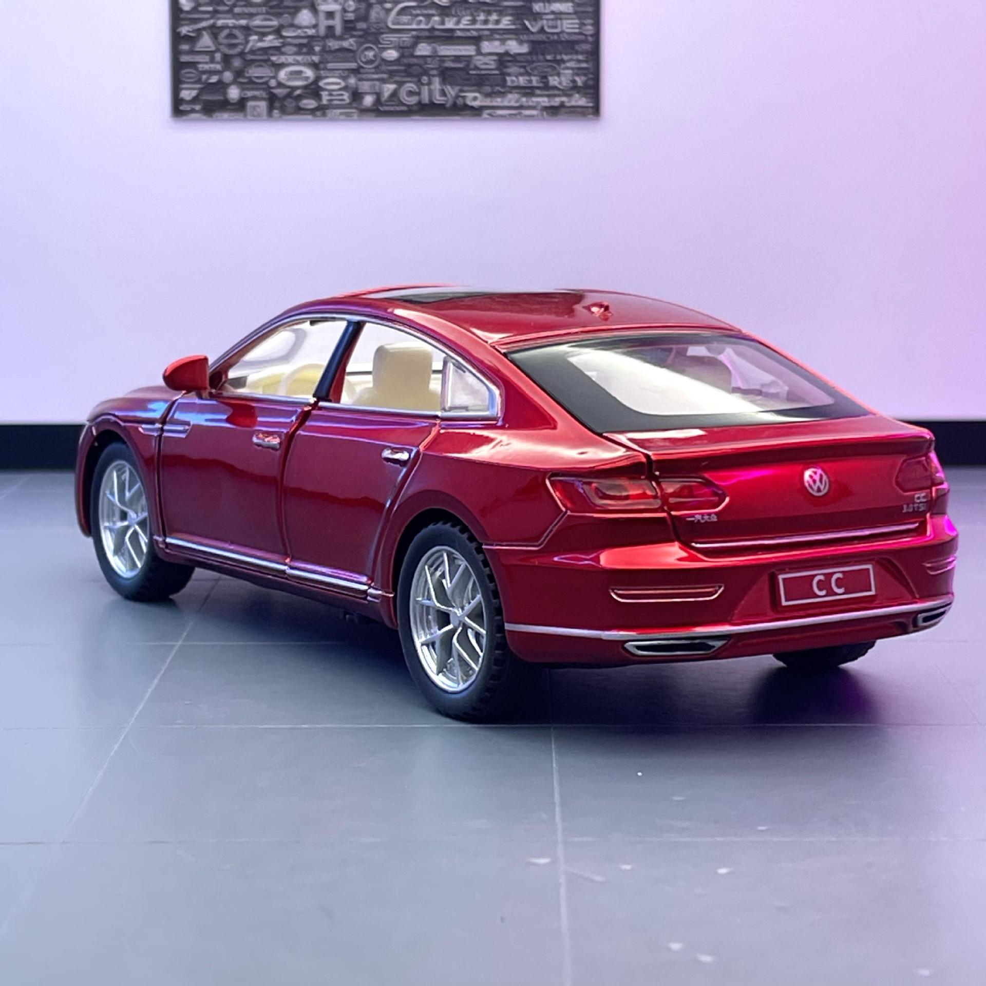 (A granel) Aleación de automóviles modelo de coche 1:32 Volkswagen CC coche Tire hacia atrás el sonido y la luz modelo de coche de juguete adornos