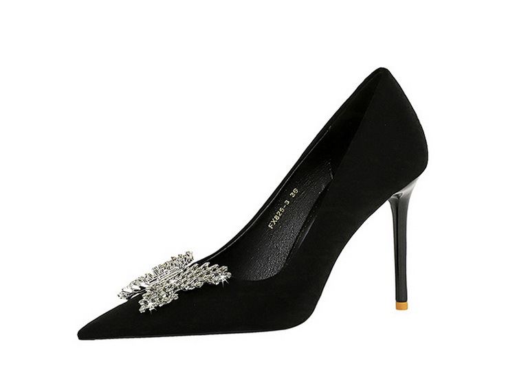 Women's Shoes banquet high heels stiletto women's shoes suede shallow mouth pointed metal butterfly rhinestone single shoes_voghion.com