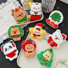 新款卡通圣诞节日挂件玩偶原创可爱雪人麋鹿老人公仔别针包包挂饰