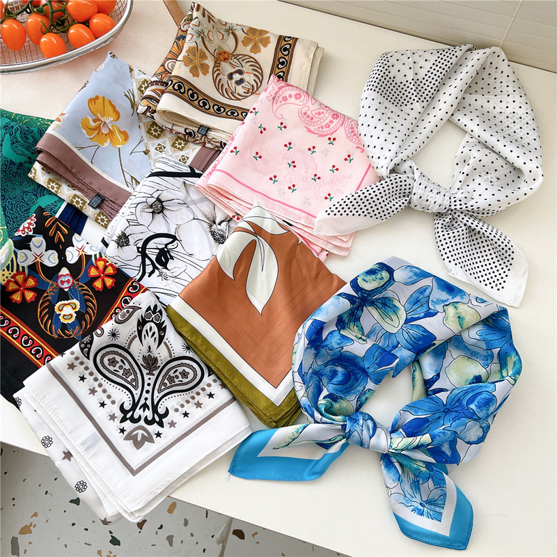 70x 70 Small Silk Scarf Square Scarf Women's Spring and Autumn Summer Professional Decoration Matching Shirt Neck Protection Thin Scarf Scarf