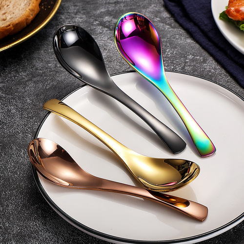 304 stainless steel spoon thickened deep spoon head household drinking spoon palace round head children's spoon tableware wholesale