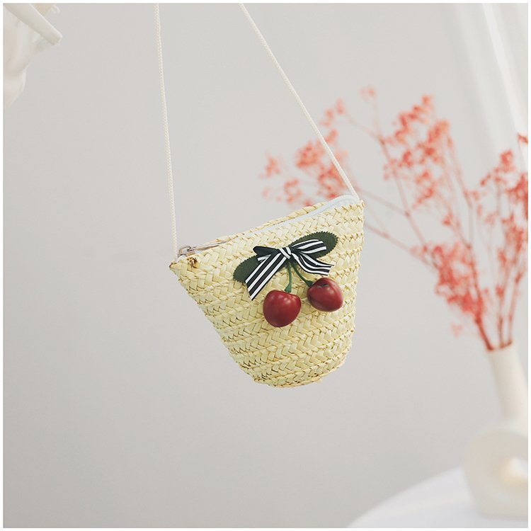 Fabrik Großhandel neue süße Kirsche Stroh Tasche Geldbörse Sommer Crossbody Stroh Tasche gewebte Tasche Urlaub Strandtasche_voghion.com