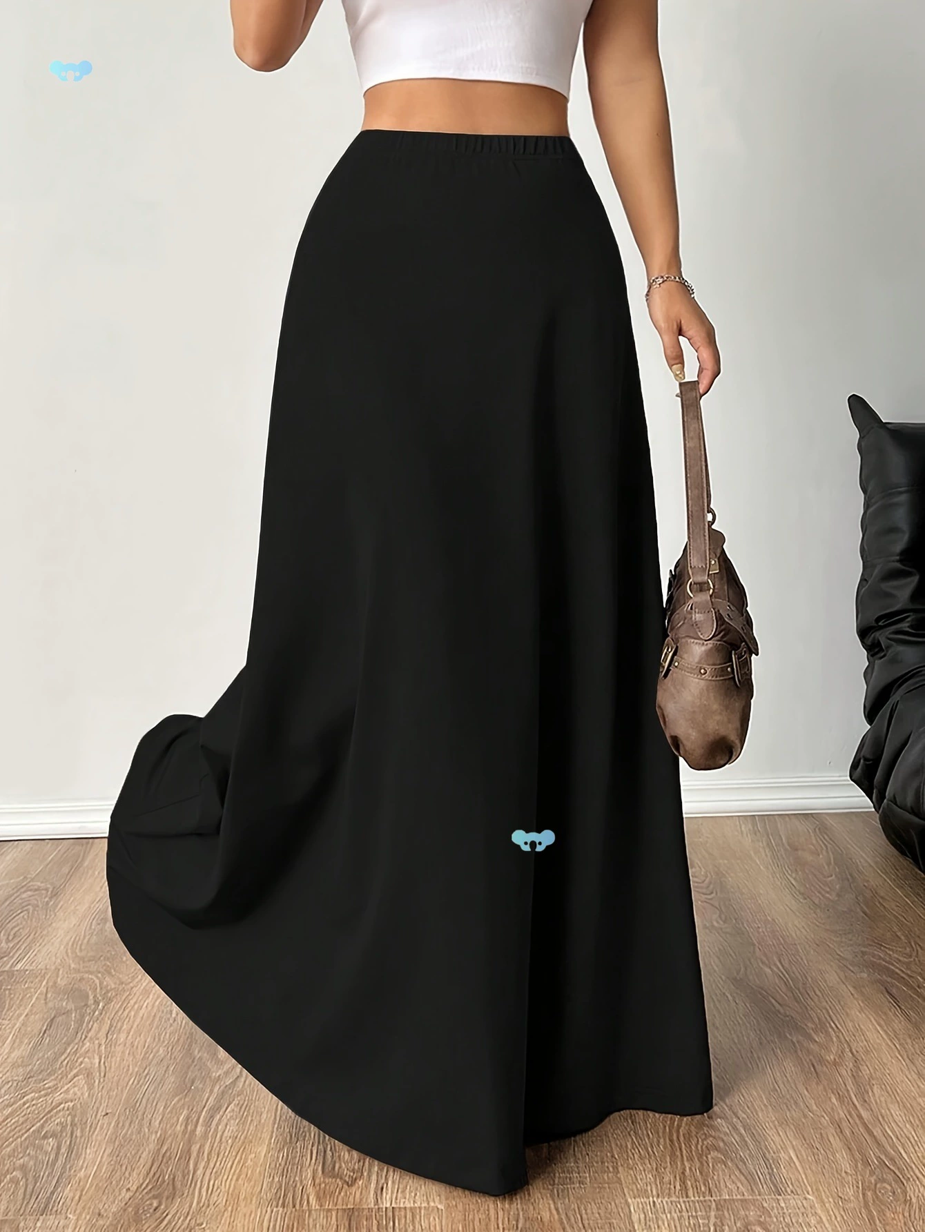 Однотонная эластичная юбка-макси с высокой талией, повседневная, для кросс-бордерных покупок