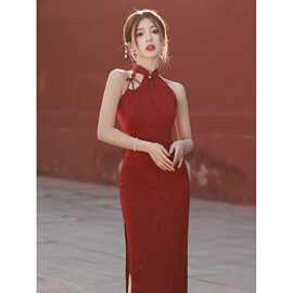 无袖新中式改良旗袍2025新款年轻款少女性感修身高端气质宴会礼服