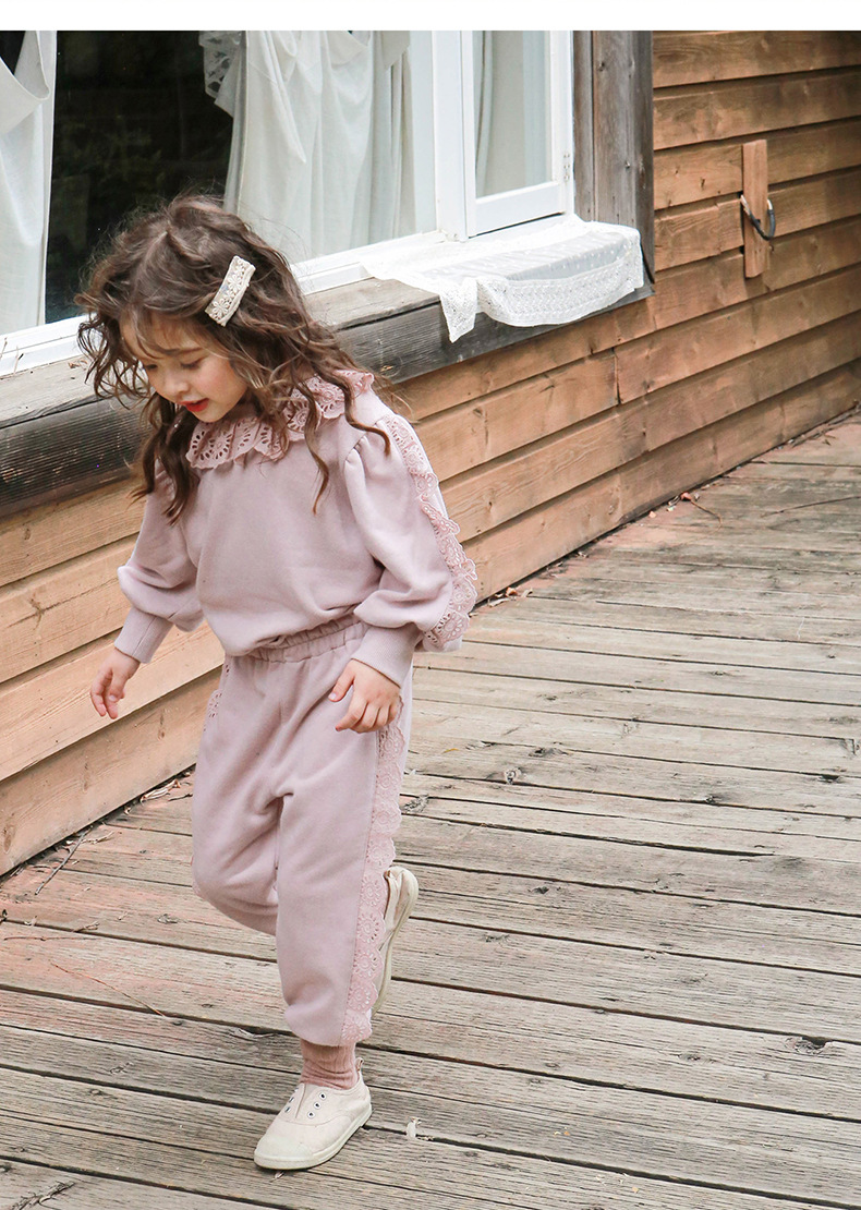 Abbigliamento per bambini Felpa con cappuccio a maniche lunghe pullover allentato in pizzo per bambina_voghion.com