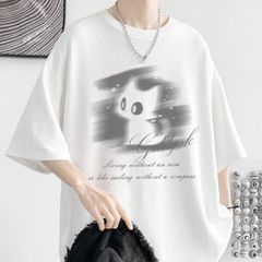 トレンディなブランド純綿レター半袖メンズ夏ルーズ大きいサイズカジュアル Tシャツハンサムアメリカンカップルトップス新製品