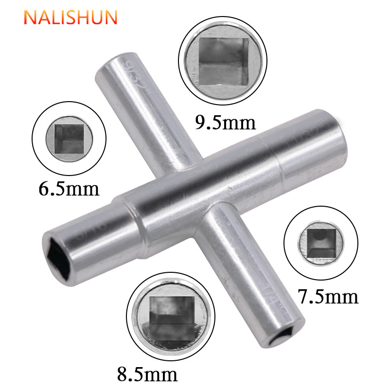4 en 1 llave plateada llave de mano llave cuadrada llave cruzada herramientas de hardware