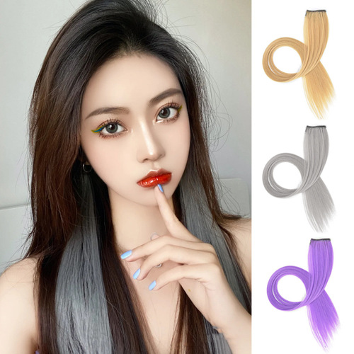Clip-in extensions, human hair colored clip-in extensions, high temperature silk ombre clip-in extensions, long straight hair clip-in extensions, one-piece clip-in wig, colored clip-in extensions
