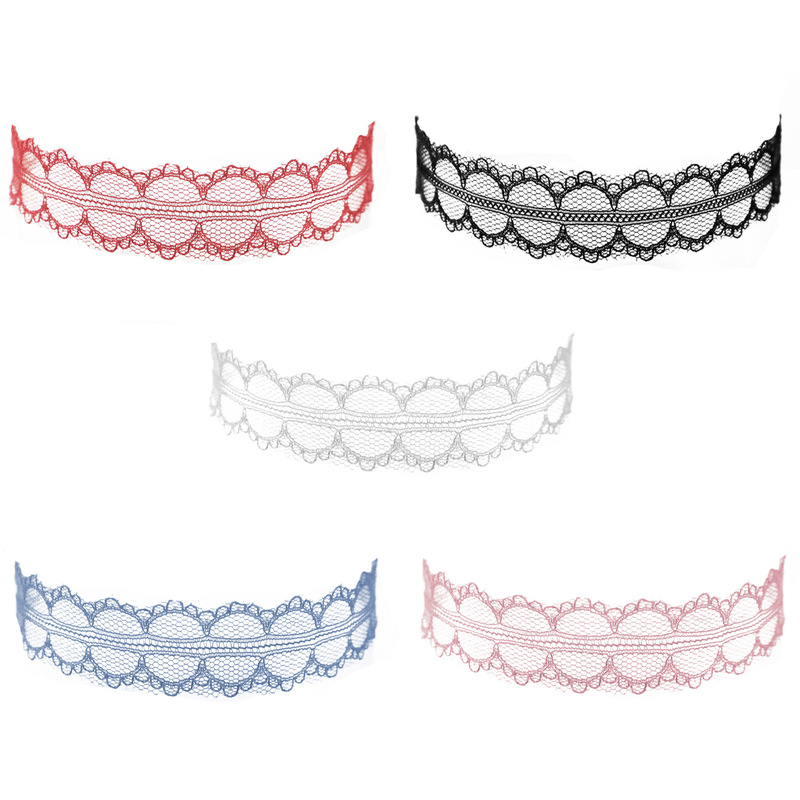 Cross-Border Jewelry Colorful Lace Choker Fairy Style Neck Chain Elegant Clavicle Chain Simple Necklace for Women Cross-Border Jewelry Colorful Lace Choker Fairy Style Neck Chain Elegant Clavicle Chain Simple Necklace for Women