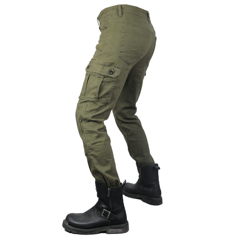 Fábrica directa motocicleta jeans hombres motocicleta montar multi-bolsa overoles tobillo-atado pantalones anti-caída cuatro estaciones