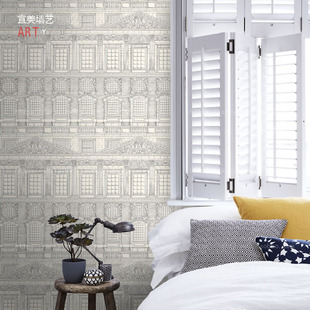 Light luxury Nordic style wallpaper plain bedroom palace architectural drawings Baroque style art wallpaper line Wall cloth