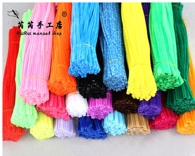 Colorido Raíz de lana Twist stick tira de lana accesorios de arcilla jardín de infantes DIY material hecho a mano limpiador de tuberías