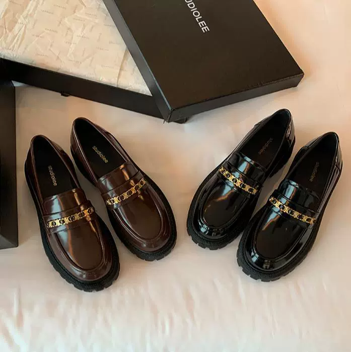 Виноградная мама с 2023 осень и зима новые дорогие газовые цепочки универсальные с круглой головкой на толстой подошве увеличенные лоферы с педалями женские