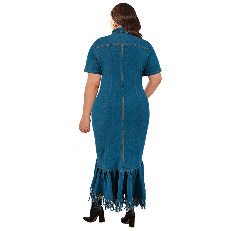 Women's Clothing Elegant Plus Size Women's Denim Dress Style Fashion For Formal & Casual For Women Striped Print Long_ecoleips.com