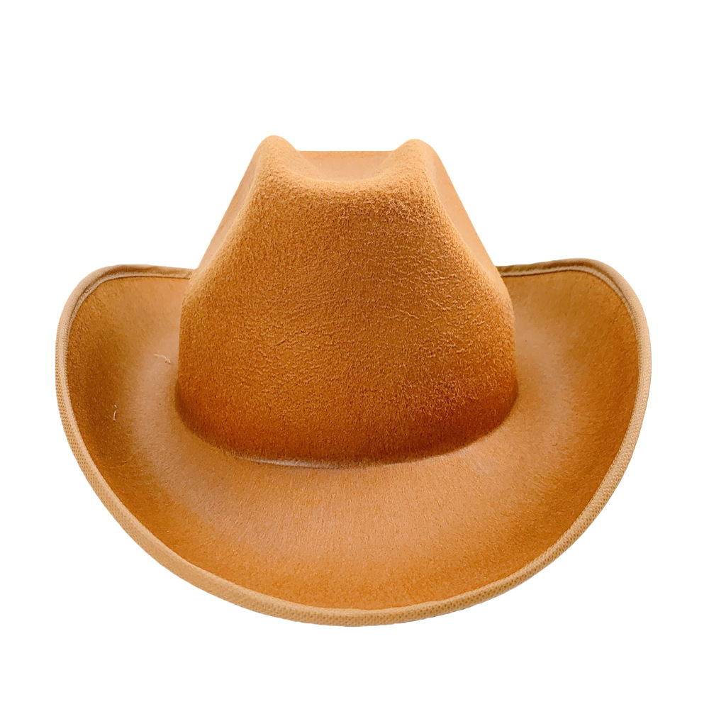 Sombrero de Vaquero Occidental de Fieltro, Borde Ancho y Enrollado para Fiestas