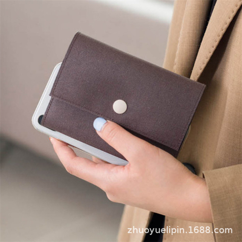 Cartera corta para mujer 2022, de lona de alta calidad, con hebilla, monedero multibolsillo, portatarjetas simple