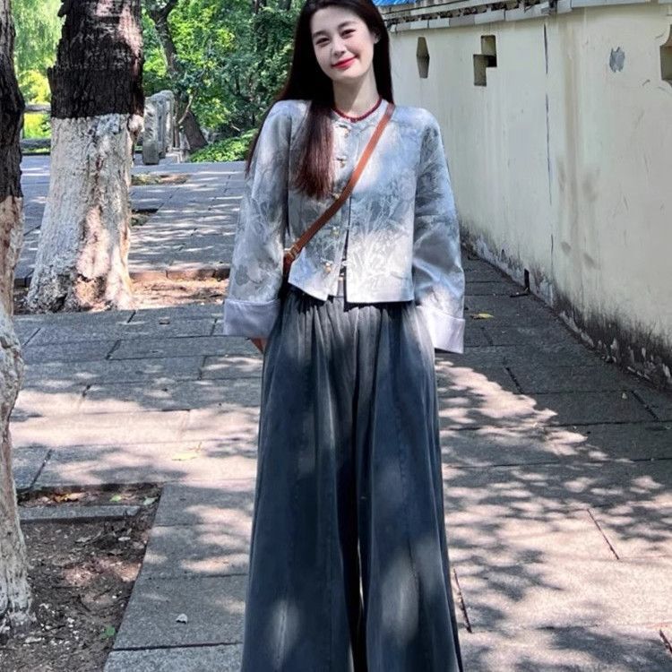 早秋新中式提花外套绝美小套装入秋一整套ootd富家千金感|undefined