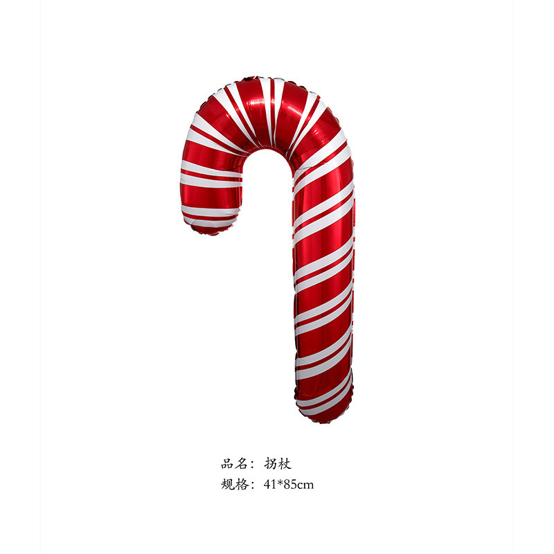 国境を越えた新しいクリスマスのテーマ風船クリスマスの杖アルミ箔風船新年の祝日にアルミ膜風船を配置する|undefined