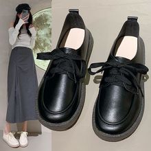 肯德基工作黑色皮鞋女士久站不累脚牛筋底防滑厨房一脚蹬上班工鞋