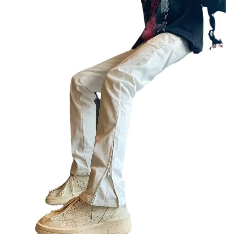 Jeans para hombre Vibe Pantalones rectos negros pesados estadounidenses Pantalones casuales de todo fósforo de la marca de moda de primavera Weila High Street