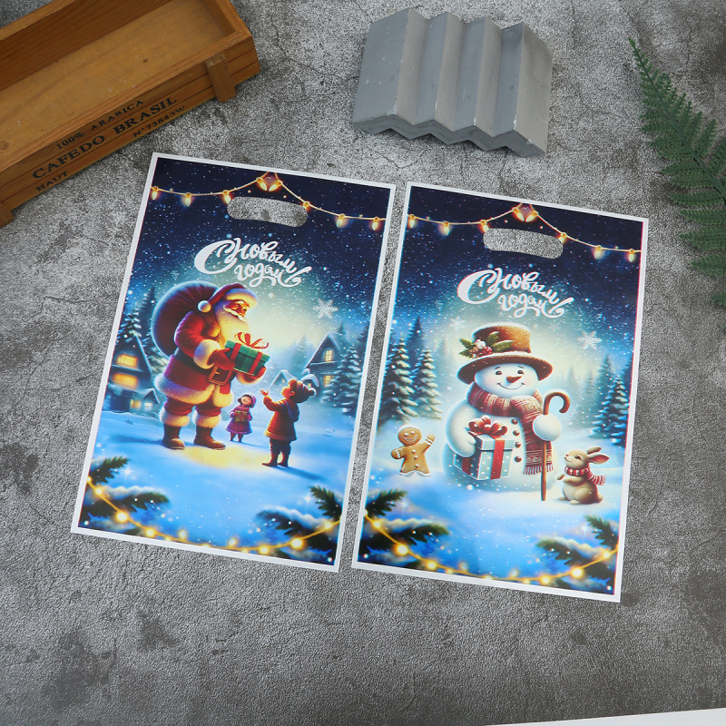 クリスマスキャンディトートバッグ漫画クリスマスシリーズプリントバッグ真珠光沢フィルムギフト包装袋クロスボーダー新スタイル|undefined