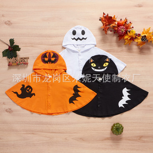 2022 Summer Amazon Children's Clothing Halloween Children's Funny Ghost Print Cape 3 Colors