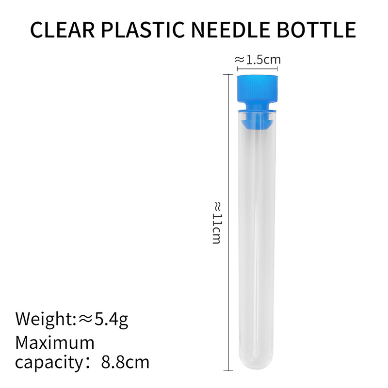 Tubo de aguja, almacenamiento de plástico transparente, botella de aguja, herramienta de costura de bricolaje hecha a mano, tubo de almacenamiento de aguja de coser a mano para el hogar, tubo de aguja