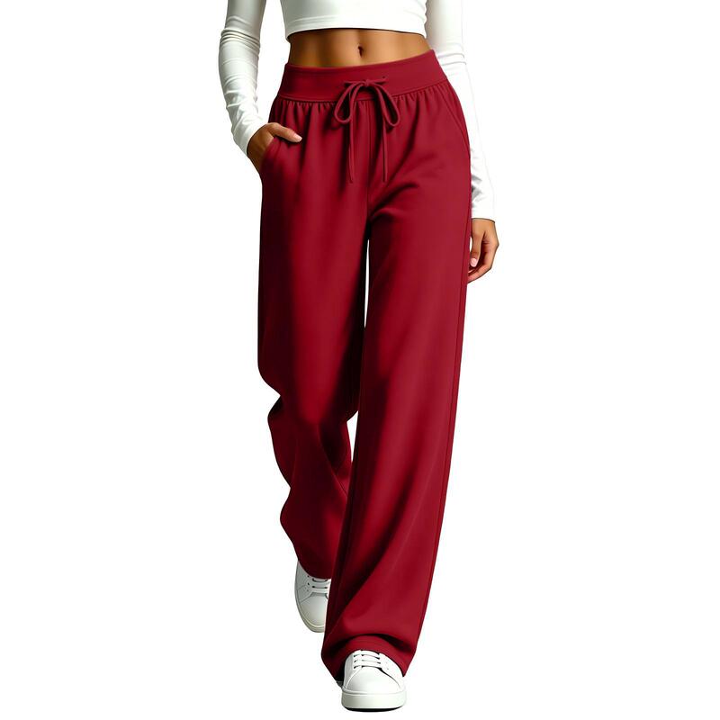 Women's Long Pants, Fashionable Casual Sports Home Daily Wear, Solid Color Drawstring Loose Sweatpants Women's Long Pants, Fashionable Casual Sports Home Daily Wear, Solid Color Drawstring Loose Sweatpants