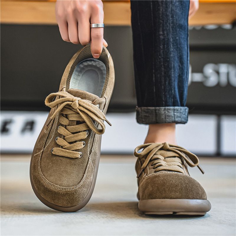 Northern Frontier Wolf Birkenstock Men's Shoes Spring Breathable Suede Shoes Sports Velcro Slip-On Shoes High-End Retro