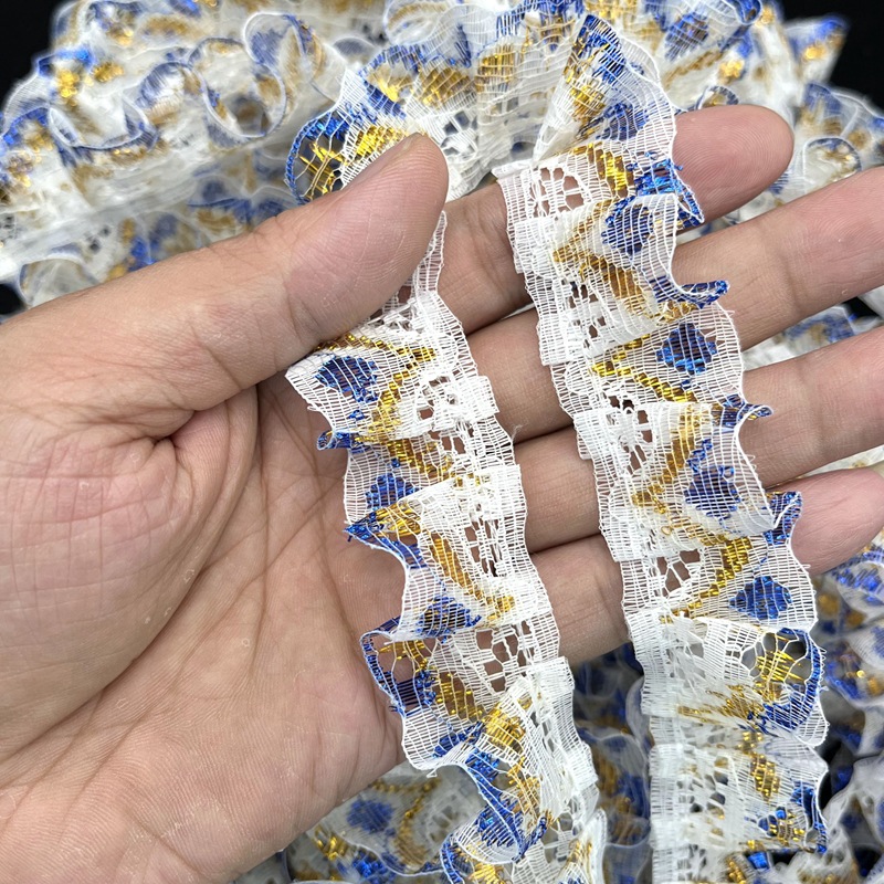 3CM encaje de color Hongo plegado colorido mano DIY contraído I arrugado descuento vestido de bebé plegado borde