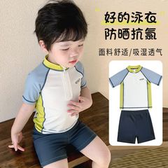 外国貿易の子供の水着の男の子の赤ちゃんの半袖は体を分けてセットします。
