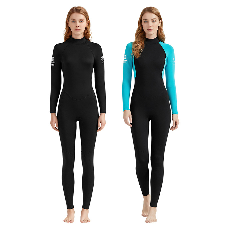 Factory Wholesale 3mm Women's Long-Sleeved Wetsuit, Cold-Proof One-Piece Diving Suit, Swimming, Snorkeling, Surfing Suit, Warm Wet Suit