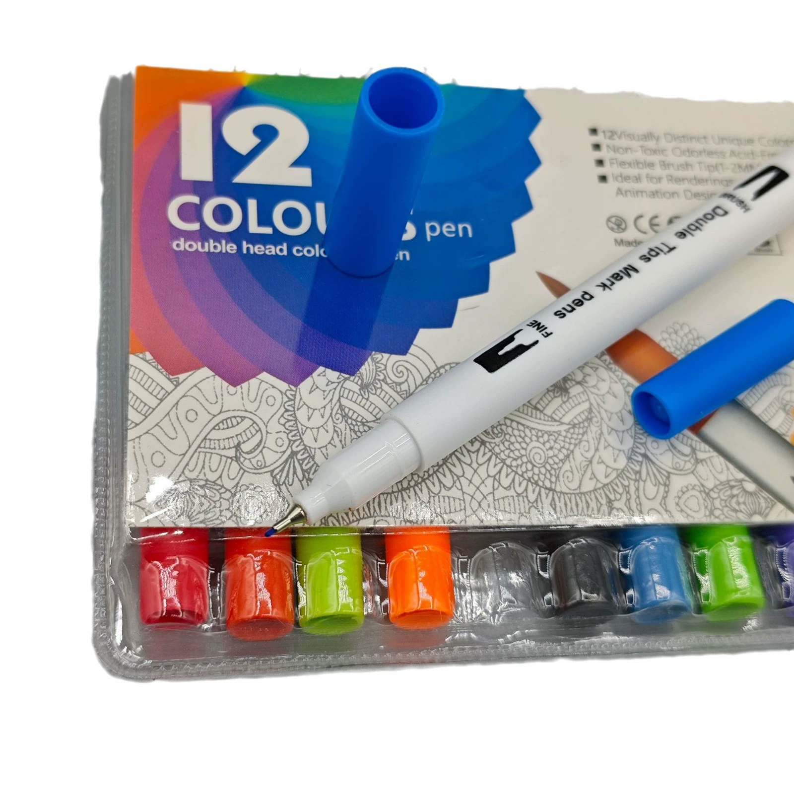 Double-sided watercolour, children's multicoloured crayons