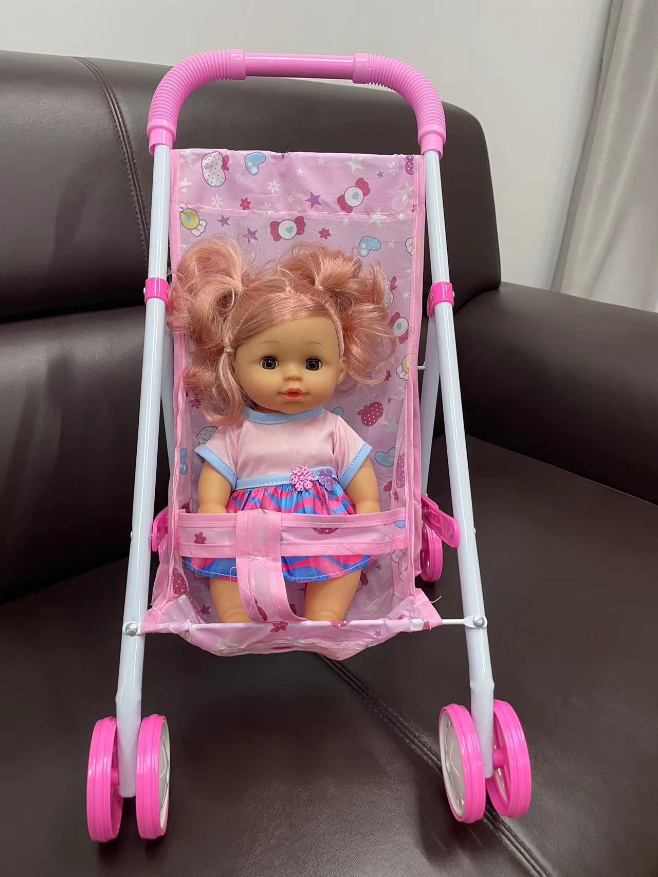 Venta directa de fábrica precio bajo oferta especial promoción casa bebé muñeca trolley muñeca Walker hierro tubería