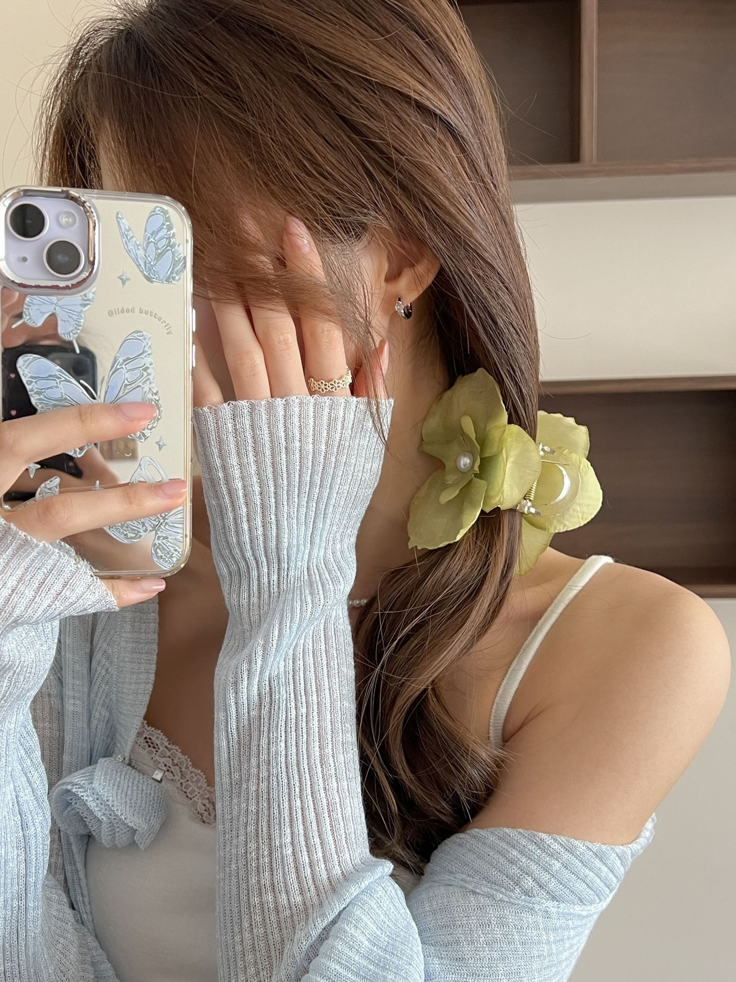 Sweet Phalaenopsis Ribbon Grab Clip Simulation Flower Hair Grab Side Clip Orchid Temperament Sense Super Fairy Head Jewelry_voghion.com