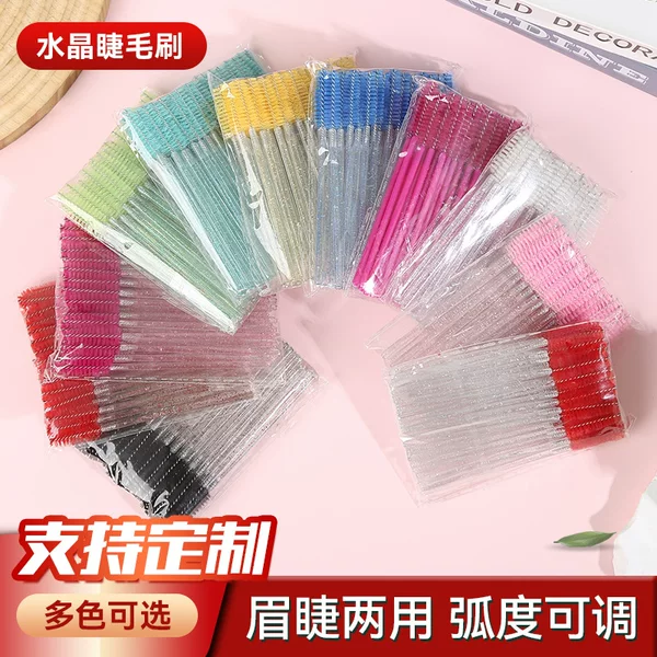 Crystal Eyelash Brush in stock Wholesale Solid Urgent Dual Use Eyelash Brush Grafting Colorful Beauty Tools Eyelash Comb