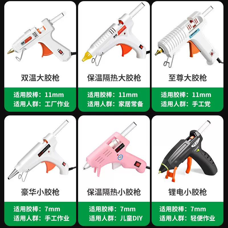50W热熔胶枪手工制作电胶抢万能家用热溶棒胶水条小号热融胶棒7mm