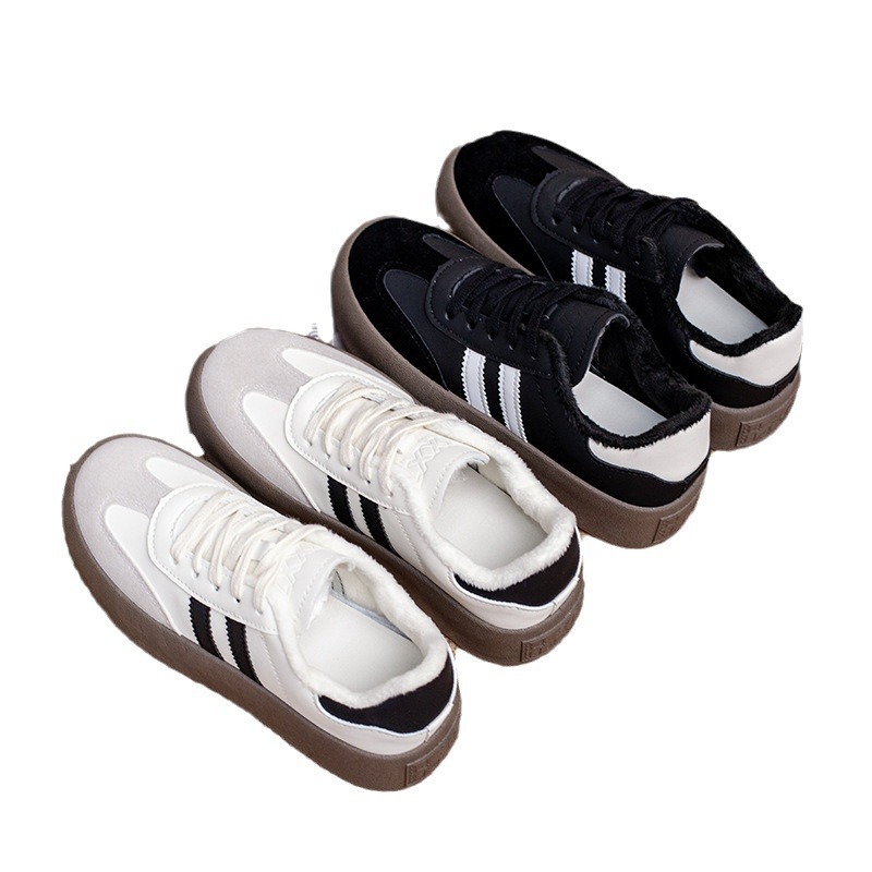 Zapatos de entrenamiento de terciopelo suave aumentan la altura de los zapatos de mujer 2023 nuevo otoño invierno con suela gruesa retro versátil zapatos de skate casuales para mujeres