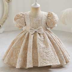 Girls' dresses, palace-style dresses, toddlers' puff-sleeved bow dresses, princess dresses, cute costumes