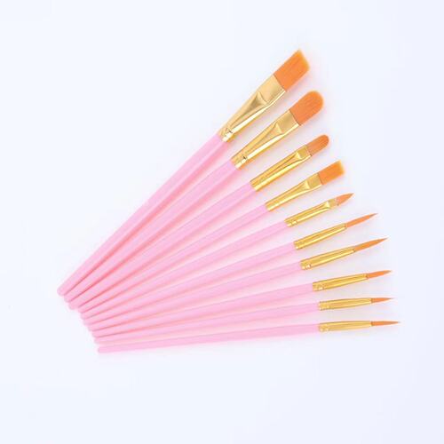 Cross-border plastic rod nylon oil painting brush set of 10, watercolor, watercolor, acrylic painting brush set Amazon