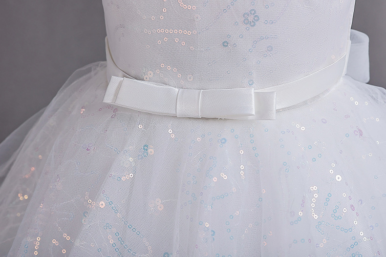 Robe de princesse longue en maille pour fille avec dentelle_voghion.com