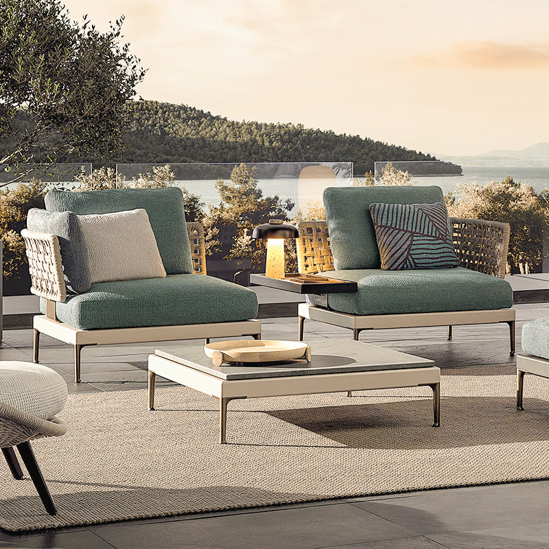 Conjunto de sofás de ratán para terraza, patio, jardín, solárium, silla de ratán para balcón, sofá de aleación de aluminio. image 4