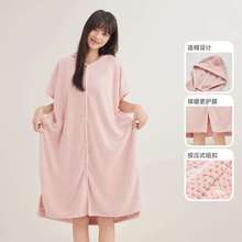 新款菠萝格浴袍成人刺绣浴裙加厚加大秋冬卡通可爱连帽珊瑚绒浴巾