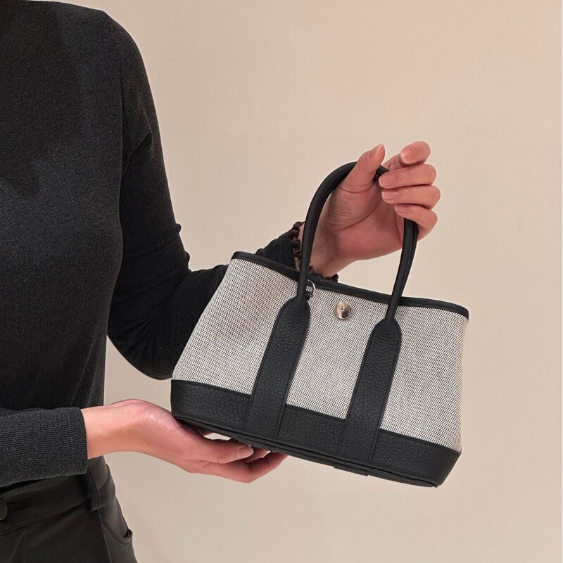 Canvas Patchwork Top-Layer Cowhide Garden Bag Mini Handbag Large Capacity Contrast Shoulder Crossbody Bag small size Women's Bag