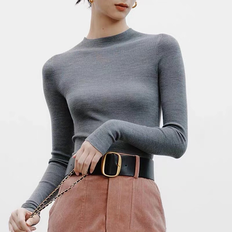 High-End Soft and Smooth Half-Turtleneck Knitted Base Shirt for Women, Slim-Fit Long-Sleeve Sweater for Autumn and Winter, Inner Wear with Regular Shoulders High-End Soft and Smooth Half-Turtleneck Knitted Base Shirt for Women, Slim-Fit Long-Sleeve Sweater for Autumn and Winter, Inner Wear with Regular Shoulders
